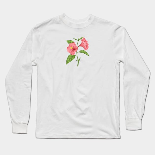 Hibiscus 2 Botanical Long Sleeve T-Shirt by Salfiart
